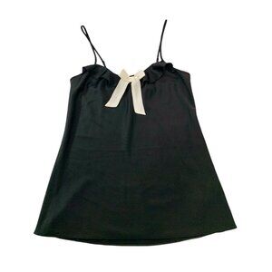 Etam Lingerie Black Nightdress Cream Bow Size UK 10 EU 38 Satin